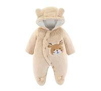 MNSWR Baby Strampler Winter, Teddy Weste Kinder Winterjacke Mädchen Ab 1 Jahr Baby Mädchen Winterkleid Fleece Overall mit Fuß für Babys Skianzüge für Jungen Strampler Schneeanzug(Beige,6-9 Monate)