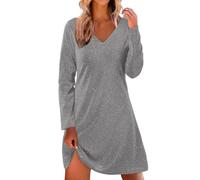MNSWR Damen Karneval Kleidung Modisches Damenkleid mit V-Ausschnitt Langen Ärmeln als Elegantes Pailletten-Outfit für den Casual(Grau,XXL)