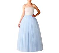 MNSWR Damen Karneval Tüll RockFrauen ohne Hochzeit Mesh Porzellanfarbe Petticoat Puffy Long Tutu Rock(Himmelblau,Einheitsgröße)