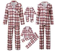MNSWR Familien Outfit, Matching Christmas Pyjamas Mama Baby Partnerlook Pärchen Schlafanzug Weihnachten Winter Pyjama Damen Weihnachten Weihnachts Schlafanzug Dino Muttern Set(Rot,3XL)
