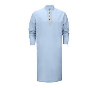 MNSWR Gebetskleidung für Männer, Männer Kurz Muslim Gebet Anzug Abaya Herren Langarm Kaftan Kurzarm Leinen Ramadan Lang Gebetskleid Marokkanisch Kleidung, Jungs Arabischer Thobe Islamische(BU1,M)