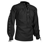 MNSWR Mittelalter Vintage Kostüm Tops Steampunk Gehrock Mantel Casual Leicht Shirts Piratenhemd Herren weißes Rüschenhemd Hemd Arbeitshemd Herren Hemd 70er Jahre Herren