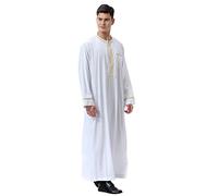 MNSWR Muslimische Herrenkleider Arabische Kleidung Herren Lange Ärmel Kaftan Muslimische Kleider Arabisch Islamische Abaya Langarm Hemden Herren Muslim Langen Ärmeln Anzug V-Ausschnitt