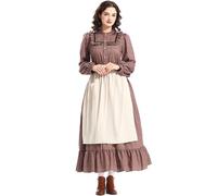 MNSWR Oktoberfest 2025 Dirndl Damen Midi, Bayerisches Dirndl Mädchen für Damen Midi Samt Trachtenrock Lang Schickes Kleid Trachten Rock(Braun,XL)