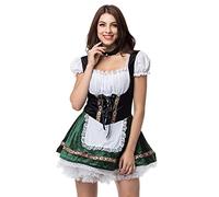 MNSWR Oktoberfest 2025 Oktoberfest Damen Outfit, Trachtenkleid Damen Elegant Dirndl Midi Dirndlkleid Traditional Dirndl Skirt Bayerisches Kleid Gothic Viktorianisches Kleid Trachten Rock(Grün,S)