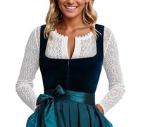 MNSWR Oktoberfest Dirndl Bluse, Dirndlbluse V Ausschnitt Spitze Spitzen Top Dirndlbluse Kurzarm Trachtenbluse Country Style Trachtenleder BHS. Damen Aprikose Bluse(Weiß,L)