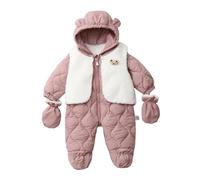 MNSWR Schneeanzug Kinder, Winter Baby Strampler Mit Fuss Baby Jacket Kuscheljacke Babyausstattung Neugeborene Schneeanzug(Rosa,9-12 Monate)