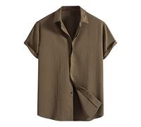 MNSWR Signum Hemden Herren Neues Kurzarmhemd für Herren, lockeres, einfarbiges, kurzärmliges Hemd aus Baumwolle Herren Hemd Farbig (Green, XXXL)