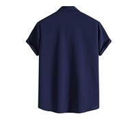 MNSWR Signum Hemden Herren Neues Kurzarmhemd für Herren, lockeres, einfarbiges, kurzärmliges Hemd aus Baumwolle Herren Hemd Farbig (Navy, XL)