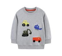 MNSWR Unisex Kinder Sweatshirt, Jungen Cartoon Hubschrauber Baufahrzeug Hoodie Weicher Strickpullover Sweatshirt für Kinder Herbst Winter Freizeitkleidung(Grau,3-4 Jahre)