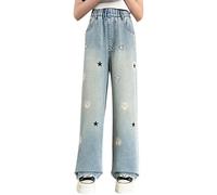 MNSWR Y2K Baggy Jeans, Wide Leg Jeans Mädchen Hose Teenager Kinder Cargohose Damen Weite Hip Hop Weites Bein Jeanshose Kleidung Pants, Destroyed Jogginghose(Blau,10-11 Jahre)