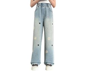 MNSWR Y2K Baggy Jeans, Wide Leg Jeans Mädchen Hose Teenager Kinder Cargohose Damen Weite Hip Hop Weites Bein Jeanshose Kleidung Pants, Destroyed Jogginghose(Blau,10-11 Jahre)
