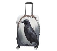 MNVTSKOP Black Crow Gepäckabdeckungen, kratzfest, waschbar, Kofferabdeckung, Polyester, elastisch, Reisegepäckschutz für Kofferschutz, weiß, XL