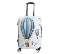 MNVTSKOP Blaue Heißluftballon-Gepäckabdeckungen, kratzfest, waschbar, Kofferabdeckung, Polyester, elastisch, Reisegepäckschutz für Kofferschutz, weiß, XL