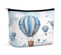 MNVTSKOP Blaue Kosmetiktasche mit Heißluftballon, große Kapazität, Reise-Make-up-Tasche, trendig, tragbar, Kulturbeutel für Damen