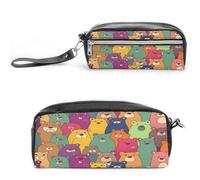 MNVTSKOP Bunte Bären-Make-up-Tasche, kleine Kosmetiktasche, Reiseetui, tragbarer Schreibwaren-Organizer für Frauen, Lehrer