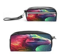 MNVTSKOP Bunte Dinosaurier-Make-up-Tasche, kleine Kosmetiktasche, Reiseetui, tragbarer Schreibwaren-Organizer für Frauen, Lehrer