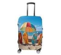 MNVTSKOP Bunte Flip-Flops, Strandball-Gepäckabdeckung, kratzfest, waschbar, aus Polyester, elastisch, Reisegepäckschutz für Koffer-Schutzhülle, weiß, M
