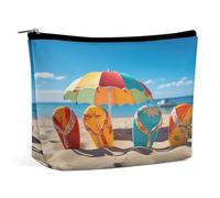 MNVTSKOP Bunte Flip-Flops, Strandball-Kosmetiktasche, großes Fassungsvermögen, Reise-Make-up-Tasche, trendig, tragbar, Kulturbeutel für Damen