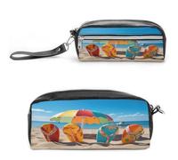 MNVTSKOP Bunte Flip-Flops, Strandball-Make-up-Tasche, kleine Kosmetiktasche, Reiseetui, tragbarer Schreibwaren-Organizer für Frauen, Lehrer