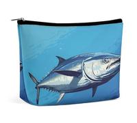 MNVTSKOP Bunte Thunfisch-Kosmetiktasche, großes Fassungsvermögen, Reise-Make-up-Tasche, trendig, tragbar, Kulturbeutel für Damen