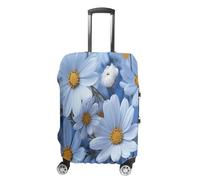 MNVTSKOP Daisy Blue Gepäckbezüge, kratzfest, waschbar, Kofferabdeckung, Polyester, elastisch, Reisegepäckschutz für Kofferschutz, weiß, L