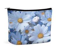 MNVTSKOP Daisy Blue Kosmetiktasche Große Kapazität Reise Make-up Tasche Trendy Tragbare Kulturtasche für Frauen