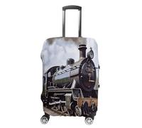 MNVTSKOP Dampflokomotive Zug Gepäckhüllen Kratzfest Waschbar Kofferbezug Polyester Elastisch Reisegepäckschutz für Kofferschutz Abdeckung, weiß, M