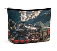 MNVTSKOP Dampflokomotive Zug Kosmetiktasche Große Kapazität Reise Make-up Tasche Trendy Tragbare Kulturtasche für Frauen