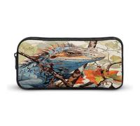 MNVTSKOP Eidechse auf dem Ast Federmäppchen, großes Fassungsvermögen, Federmäppchen, Büro-Federmäppchen für Männer und Frauen, Schreibtisch-Organizer