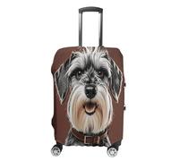 MNVTSKOP Entzückende Schnauzer Gepäckabdeckungen Kratzfest Waschbar Kofferabdeckung Polyester Elastische Reisegepäckschutz für Kofferschutz, weiß, M