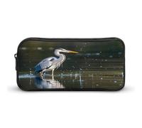 MNVTSKOP Federmäppchen mit grauem Reiher-Aufdruck im Wasser, großes Fassungsvermögen, Federmäppchen für Männer und Frauen, Schreibtisch-Organizer