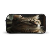 MNVTSKOP Federmäppchen mit Katzenmotiv, großes Fassungsvermögen, Federmäppchen, Büro-Federmäppchen für Männer und Frauen, Schreibtisch-Organizer