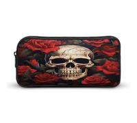 MNVTSKOP Federmäppchen mit Totenkopf-Motiv, großes Fassungsvermögen, Federmäppchen, Büro-Federmäppchen für Männer und Frauen, Schreibtisch-Organizer