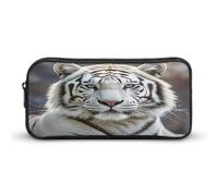 MNVTSKOP Federmäppchen mit weißem Tiger, großes Fassungsvermögen, Büro-Federmäppchen für Männer und Frauen, Schreibtisch-Organizer