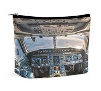 MNVTSKOP Flugzeug-Cockpit-Kosmetiktasche, große Kapazität, Reise-Make-up-Tasche, trendig, tragbar, Kulturbeutel für Damen