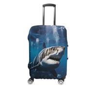 MNVTSKOP Great White Shark Gepäckabdeckung, kratzfest, waschbar, aus Polyester, elastisch, Reisegepäckschutz für Kofferschutz, weiß, M