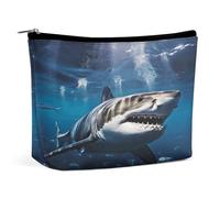 MNVTSKOP Great White Shark Kosmetiktasche, großes Fassungsvermögen, Reise-Make-up-Tasche, trendig, tragbar, Kulturbeutel für Damen