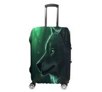 MNVTSKOP Green Wolf Kofferabdeckungen, kratzfest, waschbar, Kofferabdeckung, Polyester, elastisch, Reisegepäckschutz für Kofferschutz, weiß, L