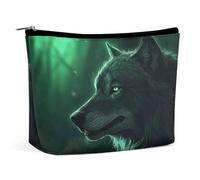 MNVTSKOP Green Wolf Kosmetiktasche, große Kapazität, Reise-Make-up-Tasche, trendig, tragbar, Kulturbeutel für Damen