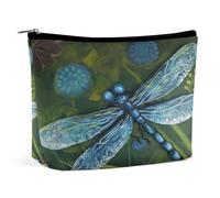 MNVTSKOP Handbemalte blaue Libellen-Kosmetiktasche, große Kapazität, Reise-Make-up-Tasche, trendig, tragbar, Kulturbeutel für Damen