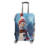 MNVTSKOP Happy Snowman Gepäckhüllen Kratzfest Waschbar Kofferhülle Polyester Elastisch Reisegepäckschutz für Kofferschutz Abdeckung, weiß, S