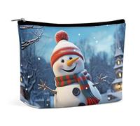 MNVTSKOP Happy Snowman Kosmetiktasche, große Kapazität, Reise-Make-up-Tasche, trendig, tragbar, Kulturbeutel für Damen
