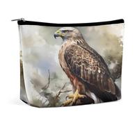 MNVTSKOP Hawk Kosmetiktasche sitzend im Baum, große Kapazität, Reise-Make-up-Tasche, trendig, tragbar, Kulturbeutel für Damen