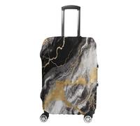 MNVTSKOP Kofferabdeckung, schwarz, weiß, goldfarben, Marmor, kratzfest, waschbar, aus Polyester, elastisch, Reisegepäckschutz für Kofferschutz, weiß, L