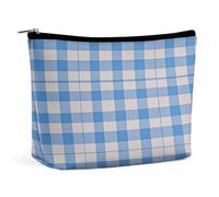 MNVTSKOP Kosmetiktasche für Damen, große Kapazität, Reise-Make-up-Tasche, trendig, tragbar, Blau und Weiß