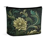 MNVTSKOP Kosmetiktasche im dunkelgrünen und grünen Stil, große Kapazität, Reise-Make-up-Tasche, trendig, tragbar, Kulturbeutel für Damen