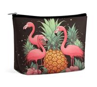 MNVTSKOP Kosmetiktasche mit Ananas-Flamingos, große Kapazität, Reise-Make-up-Tasche, trendig, tragbar, Kulturbeutel für Damen