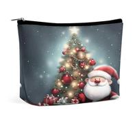 MNVTSKOP Kosmetiktasche mit Aufschrift "Merry Christmas", große Kapazität, Reise-Make-up-Tasche, trendig, tragbar, Kulturbeutel für Damen