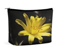 MNVTSKOP Kosmetiktasche mit Blume und gelber Kosmetiktasche, große Kapazität, Reise-Make-up-Tasche, trendig, tragbar, Kulturbeutel für Damen